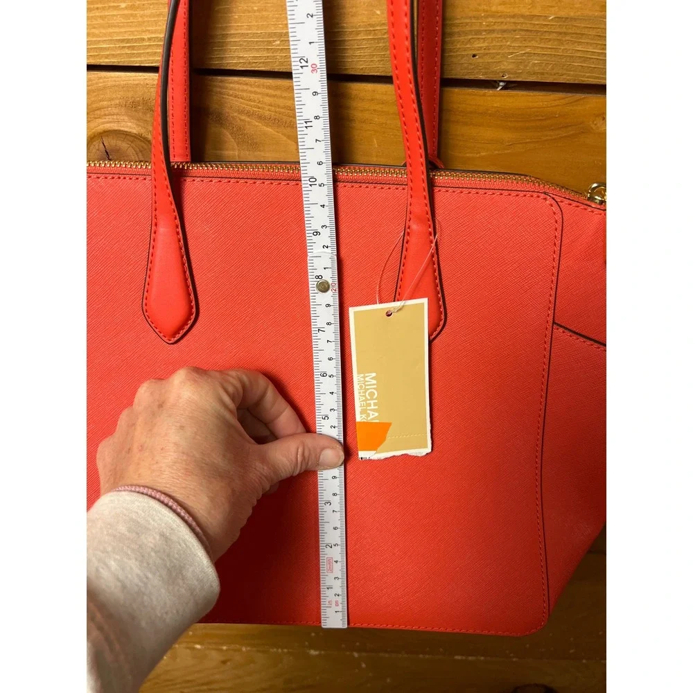 Michael Kors Marilyn Medium TZ MK Tote Spiced Coral Leather Handbag DESIGNER NWT